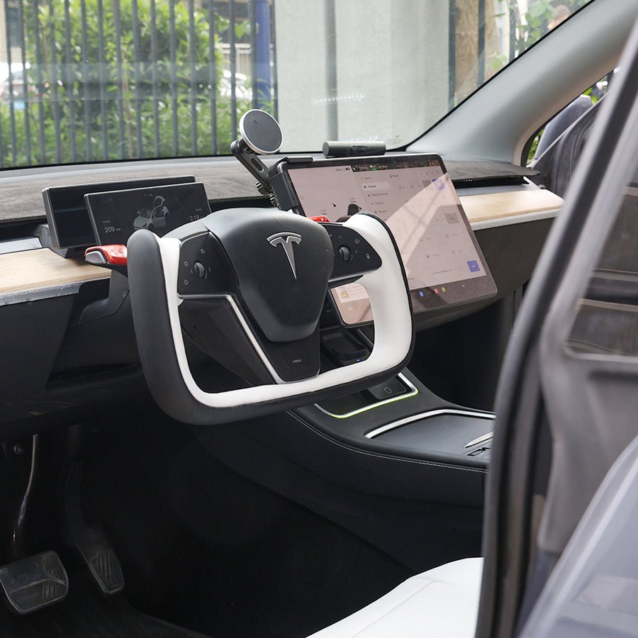 Flash Sale: Yoke Style Steering Wheel for Model Y【Black & White Leather】