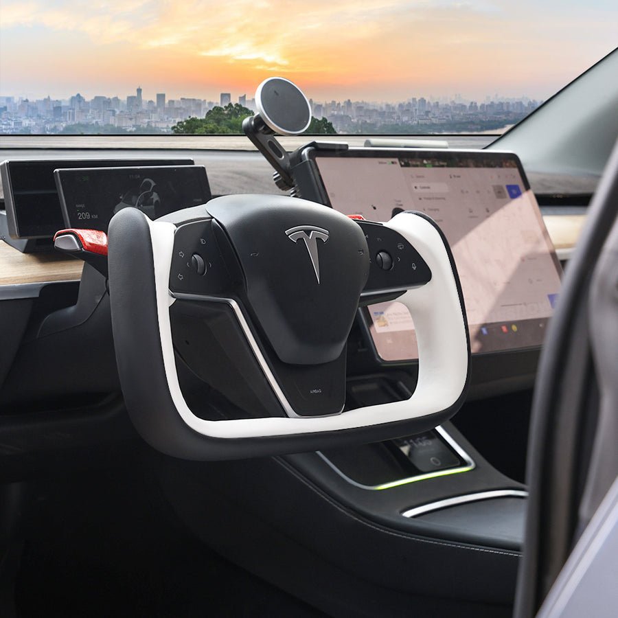 Flash Sale: Yoke Style Steering Wheel for Model Y【Black & White Leather】