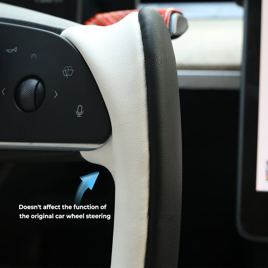 Flash Sale: Yoke Style Steering Wheel for Model Y【Black & White Leather】