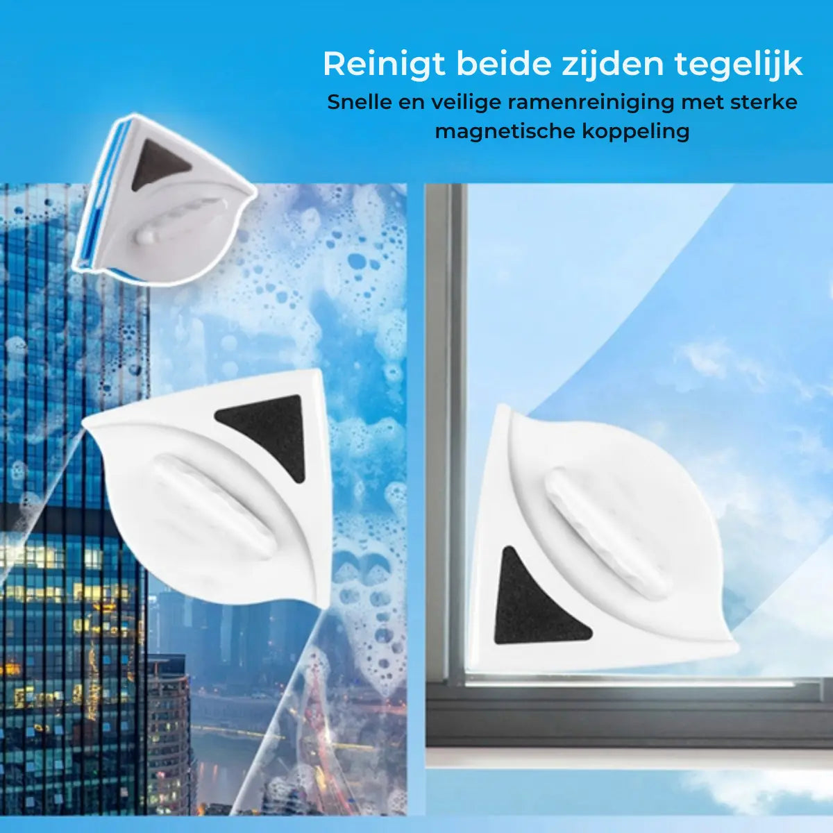 Sikunuo | Magnetic Window Cleaner — double-sided glass cleaning device with safety lock