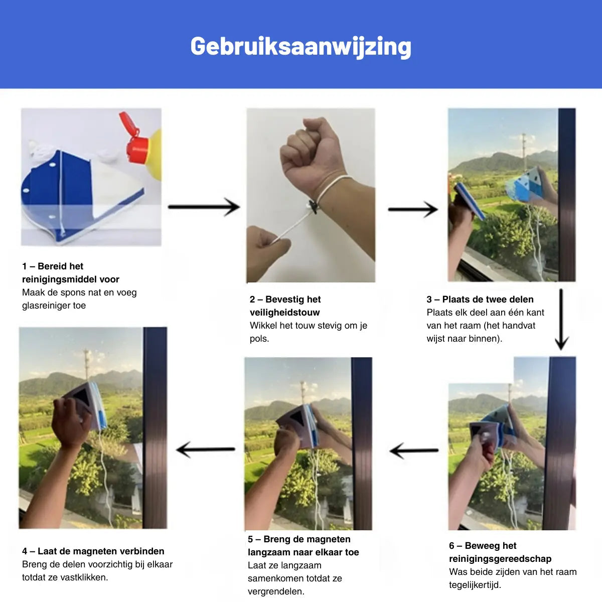 Sikunuo | Magnetic Window Cleaner — double-sided glass cleaning device with safety lock